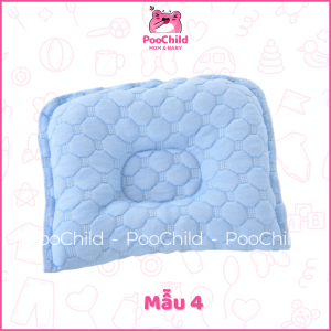 Gối cho bé sơ sinh chống méo đầu PooChild dạng vuông thấm mồ hôi ngủ ngon giặt dễ dàng thoáng khí bảo vệ bé
