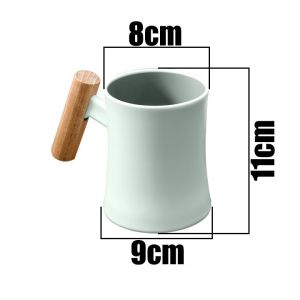 400ml Mimimalist Wooden Handle Round Cup Mug Plastic Kitchenware For Drinking Coffee Milk Tea TH