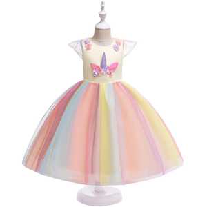 [Brandedbaby] 3T-9T Dress Unicorn Tutu Rainbow Anak Perempuan Premium Costume Hadiah Pesta Ulang Tahun Unicorn Tutu Rainbow Premium Fashion