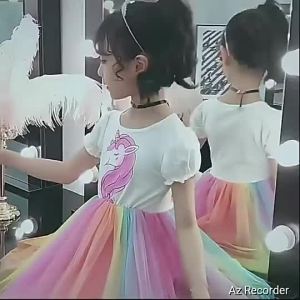 Dress 002 Kids Girls Unicorn Princess dress Pony Princess Tutu Dress/Baju Raya budak Perempuan