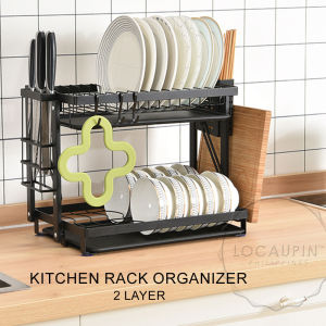 Metal Foldable Dish Rack Kitchen Sink Countertop With Detachable Drying Drainboard Cutlery Chopping Board Holder Storage