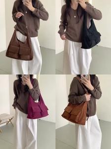 Yimo 2025 New Suede Bag Retro Style Fashion Womens Shoulder Bag Large Capacity Autumn Winter Velvet Commuter Tote Bag for Women