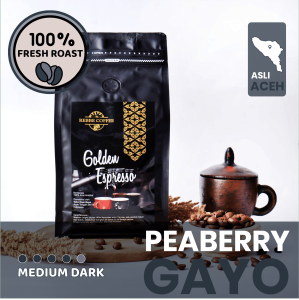 Kopi Lanang Arabika Gayo Aceh Premium Peaberry Semiwashed Medium to Dark Roast Golden Espresso 200g