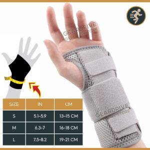 GEARDRIVE Carpal Tunnel Wrist Brace Support with Metal Splint Stabilizer - Helps Relieve Tendinitis Arthritis Carpal Tunnel Pain - Reduces Recovery Time for Men Women