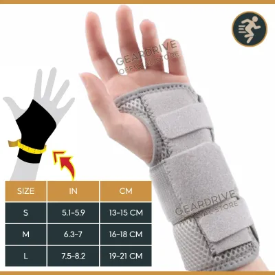 GEARDRIVE Carpal Tunnel Wrist Brace Support with Metal Splint Stabilizer - Helps Relieve Tendinitis Arthritis Carpal Tunnel Pain - Reduces Recovery Time for Men Women