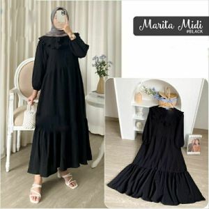 MARITA MIDI DRESS CRINCLE AIRFLOW PREMIUM POLOS DRESS CASUAL MIDI DRESS VIRAL DRESS POLOS JUMBO BUSUI