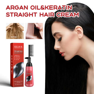 E​ELHOE Morocco Straight Hair Cream Keratin Smooth Straightening Cream for Frizzy Hair Softener Scalp Treatment Hair Care Straightening Hair Care Cream With Hair Comb Straightening Cream for Smooth and Nourishing Hair for Dry Hair