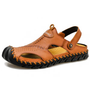 Genuine Leather Mens Sandals Soft Comfor Slippers Men Summer Outdoor Beach Shoes designer High Quality Men sandalias Plus Size2026