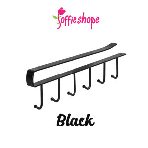 Hook Kitchen Organiser Hanging Rack Holder Penyangkut Pelbagaiguna Tidy Hook Cup Bracket Under Shelf Mug Hanger Clothes Tie 多功能六连钩厨房铁艺无痕免钉挂钩 Kitchen Cabinet Hook Wardrobe Hook Multipurpose Hook