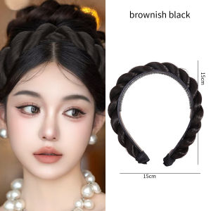 วิกผมสังเคราะห์แบบบิดวิกผมถักสำหรับผู้หญิงหัวเจ้าหญิงหัวหัวกะโหลกสูงสายรัดที่คาดผมศรีษะประดับศีรษะ