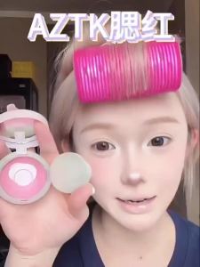 🤳官方现货🤳AZTK气垫腮红膏AZTK Cushion Blush Cream High Gloss Natural Blush Mud Brightening Shrinking Expansion Matte Portable Monochrome Red Female