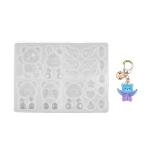 Soft and Reusable Silicone Mold Keychain Making Supplies Suitable for Artistic Resin Bear and Rabbit Keychain Creation