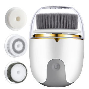 Hengfa Lina 硅胶洗脸刷3 In 1 Ultrasonic Electric Face Cleansing Brush Waterproof Massager For Face Deep Pore USB Charging 360 Rotating Skin Care Tool