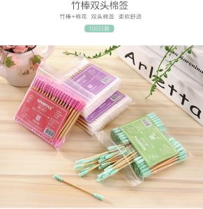 Disposable Cotton Swabs Double-Headed Bamboo Cotton Swabs Ears Remover Makeup cotton swab100 pcs