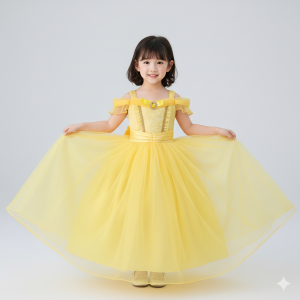 Dress princess anak pink/kostum anak princess warna merah muda