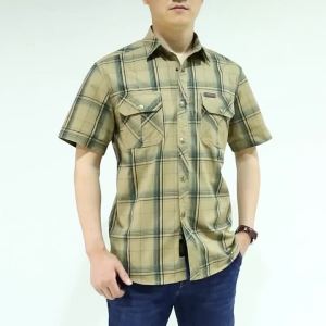 Mens Military Cotton Long Sleeve Cargo Shirts Autumn Lightweight Quick Dry Shirts Outdoor Army Tactical Work Cargo Shirts