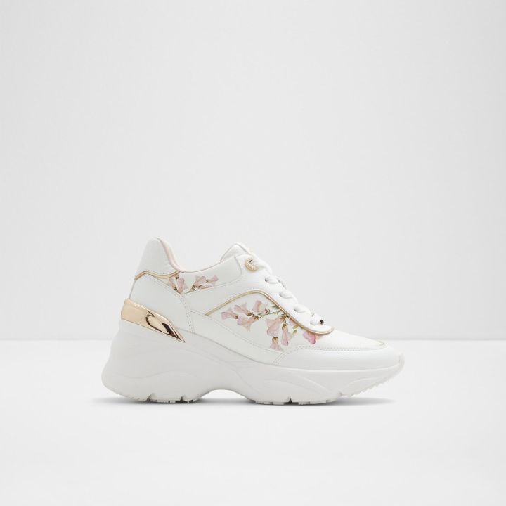 ALDO Womens Jogger Sneakers DWISSA Pu Leather Wedge Heel White