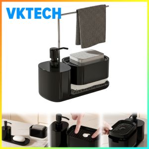 Versatile Soap Dispenser Set with Tray and Sponge Holder for Kitchen and Bathroom