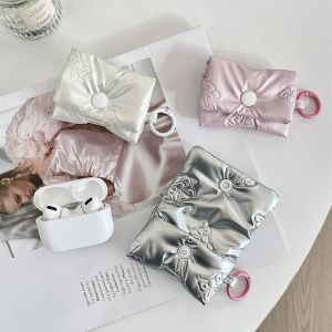 YAOO Balletcore Túi đựng tai nghe trái tim Mềm Phong cách Hàn Quốc Hộp đựng tai nghe Tai nghe Bluetooth  dây chuyền Da PU Túi đựng tai nghe hình nơ Trẻ em