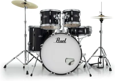 Pearl RS525SBC/C ROADSHOW 5-PCS DRUM SET with 14” Hi-hats 16” Crash and 20” Ride #31 Black