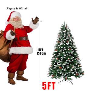 8FT Luxury Christmas Tree makapal 4FT/5FT/6FT/7FT/8FT large White Tips Snow Effect with berry pine cones X-Mas Tree foldable christmas tree with decoration set Xmas decoration for home