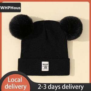[COD] WHPHous Ship within 24 hours Cute Winter Hat Solid Color Wool Knitted Bonnet Bebe Newborn Baby Hat Pompom For Kids Boys Girls Children Warm Cap