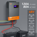 PowMr 6.2KW Hybrid Solar Inverter 500Vdc Supports 48V Lifepo4 Battery Can Parallel Up to 12 Unit Built in 120A MPPT Solar Charger Controller. 