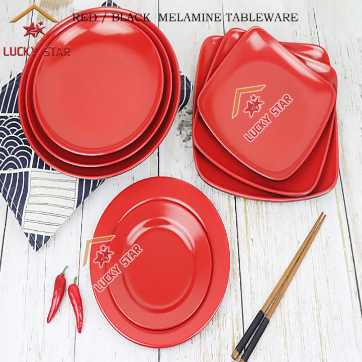 Red Black Melamine Tableware Plates Saucers Bowls Food Grade Melamine Plate  Melamine Bowl Melamine Dinner Plates