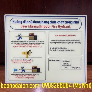 Bảng dạ quang chỉ dẫn sử dụng họng chữa cháy trong nhà (20x24cm)