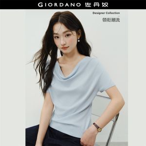 Giordano Women Cowl neck short sleeve knitwear Free Shipping 18356108