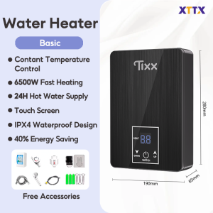 XTTX × Tixx Water Heater Shower Heater 6500W Instant Heating Touch Screen Automatic Temperature Control For Bathroom