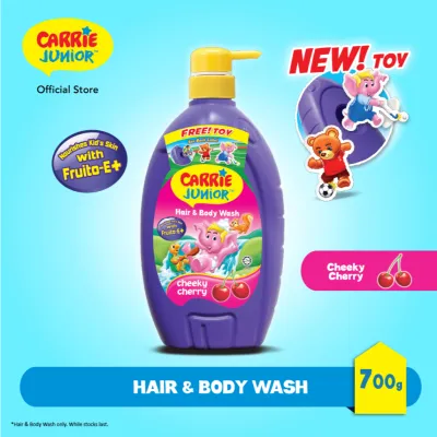 CARRIE JUNIOR Hair & Body Wash - Cheeky Cherry (700g) [New Toy] Nourishing & Moisturising Skin |Kids Shower