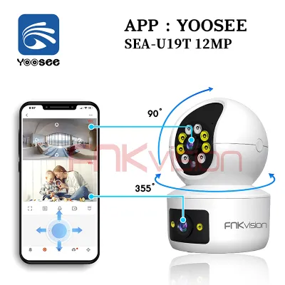 Camera wifi Fnkvision 12MP có màu Yoosee 2 mắt đàm thoại 2 chiều toàn cảnh 360 độ - phiên bản tiếng việt