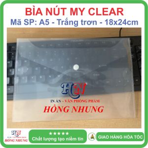 [BIG SALE] COMBO 5 BÌA NÚT My Clear A5 / A4 / F4 màu trắng giúp bảo vệ giấy tờ của bạn không bị hư hỏng.