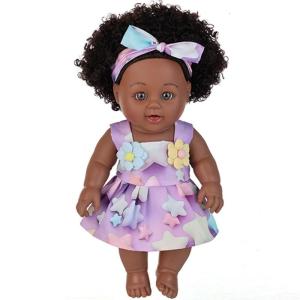 12Inch Soft African American Doll With Fashion Afro Hairstyle For Kids Collector Nursery Room Decoration