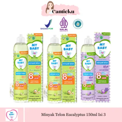 [PAKET HEMAT] 3Pcs MY BABY Minyak Telon Plus Eucalyptus 150ml Lavender Ungu 150ml