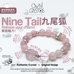 【OwniCrystos】Rose quartz with Nine Tailed Fox Natural crystal bracelet for woman
