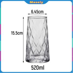 Masely 520ml Creative Diamond Glasses Cup Juice/Milkshake/Soda Water Glass for Restaurant Bar Milk Tea Use