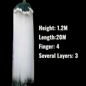 3 Layers Trammel Sinking Fishing Net 2/3/4Fingers White Nylon Lambat Net Durable Sinking Gill Net