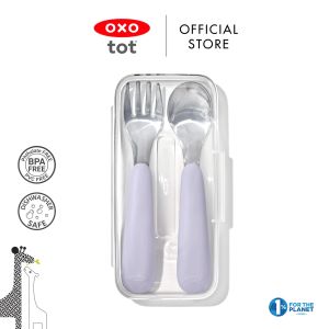OXO Tot On-The-Go Toddler Fork and Spoon Set with Casing