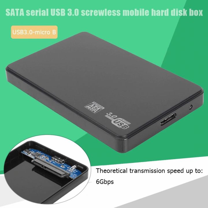 HDD Enclosure Case USB 3.0 To SATA HDD Hard Drive External Enclosure Black  Case Without Screws For Windows/Mac OS (Black)