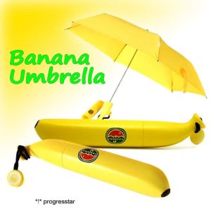 READY STOCK Banana Umbrella Payung lipat motif Pisang Payung anak kecil kuning Payung hujan dewasa lucu murah unik bahan kain tebal termurah travelling anti panas sinar matahari UV