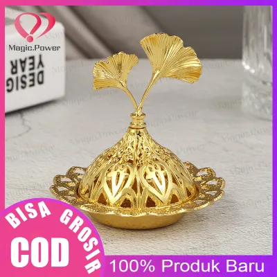 Tempat Bakar Dupa mabkharah Bulat Bahan Logam Warna Emas Arab