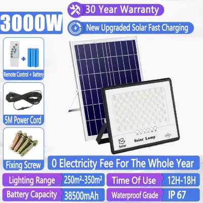 BUY 1 TAKE 1 10000W Solar Lights With Solar Panel Heavy Duty Solar Led Outdoor Flood Light Street Lamp IP67 Waterproof Garden Lamp With Remote