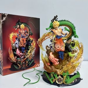 Mô Hình Dragon Ball SonGoku Super Saiyan Và Rồng Thần Shenron – Tượng Anime 7 Viên Ngọc Rồng Trang Trí Bàn Học Quà Tặng
