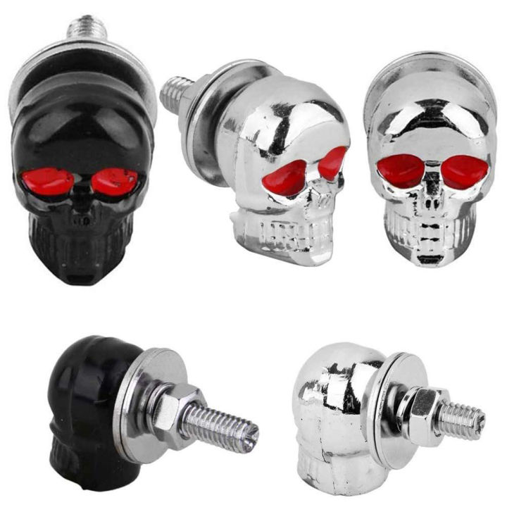 FG 2Pcs Skull License Plate Frame Bolts Screws Fastener Cap Bolts ...