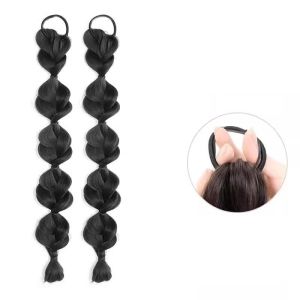 Kepang Wig Wanita Rambut Palsu Sintetis Kepang Rambut Kepang Wig Kuncir Kuda Ganda
