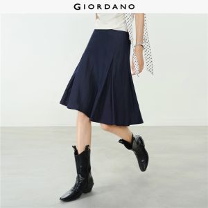Giordano Women Inverted pleats knee-length skirt Free Shipping 18466521