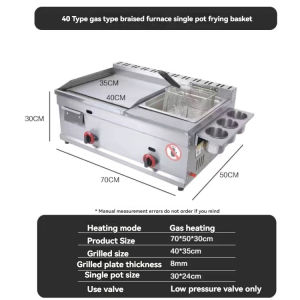 CTTC STORE pan Commercial deep fryer Multi-function burger grill with fryer 304 stainless steel deep fryer gas type single fryer fryer gas type New style fry pan