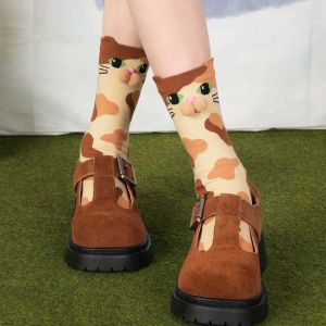 ถุงเท้าคอตตอนลายแมวทำกระเป๋าลายการ์ตูนใหม่สำหรับผู้หญิงและผู้ชายเหมาะสำหรับทุกฤดูกาล